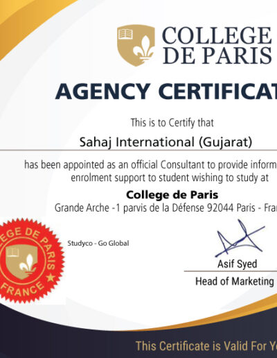 DE PARIS Certificate 1