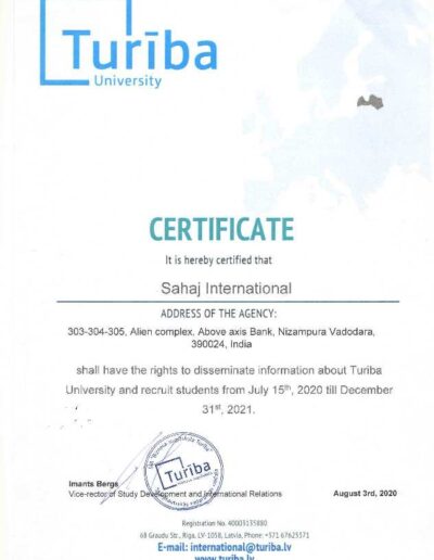 Turiba University Certificate 3