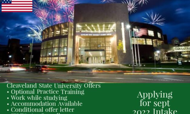 Apply for Sept 2022 Intake in Cleveland State University…!!