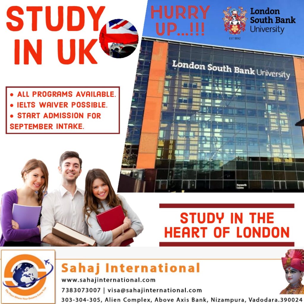 Apply for Jan 2022 Intake for London South Bank University study in uk