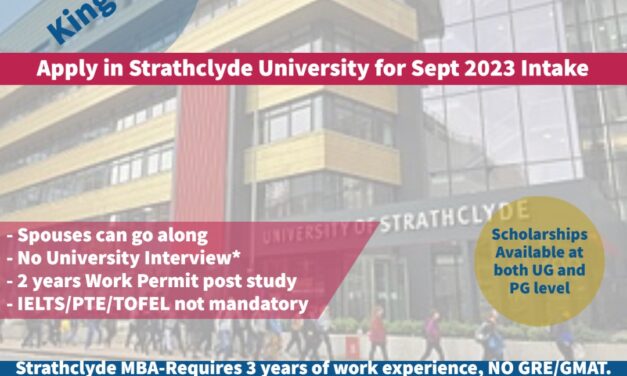 Apply in Strathclyde University for Sept 2023 Intake.