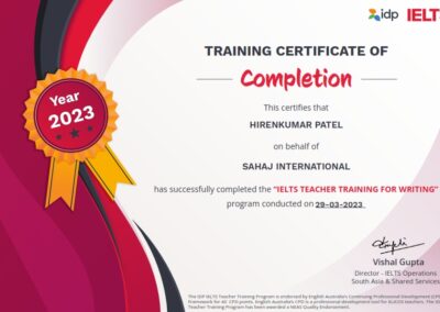 certificate for teacher training for writing